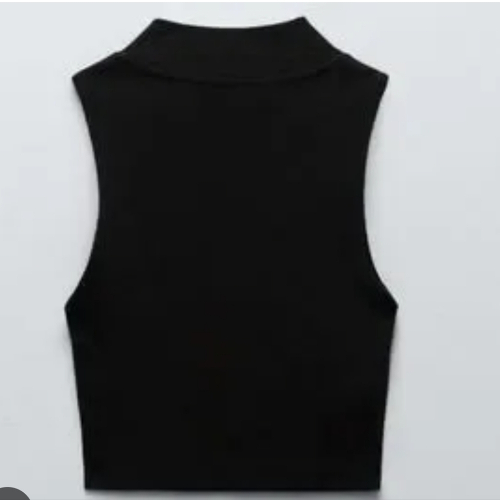 WOMEN'S ZARA CLASSIC RIBBED BLACK CROP TOP T SHIRT TANK TOP TURTLENECK SZ S $25